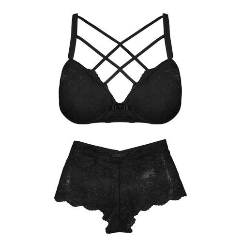 Conjunto Plus Size Strappy Bra em Renda O48 - comprafacillingerie