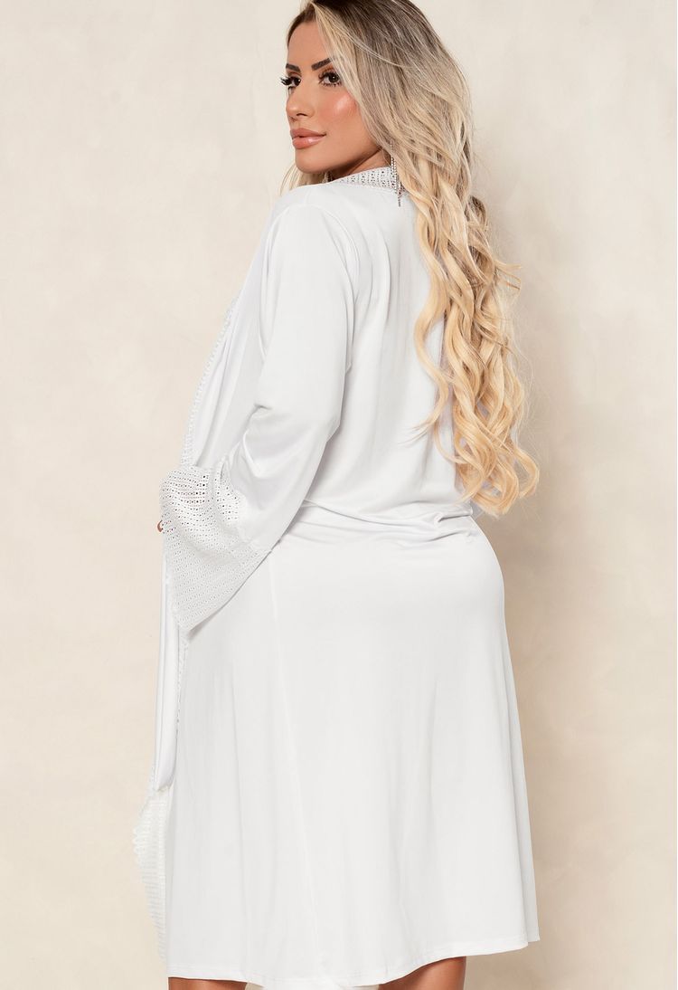 Robe Longo Em Liganete Com Detalhe Em Renda Branco K07 - Compra