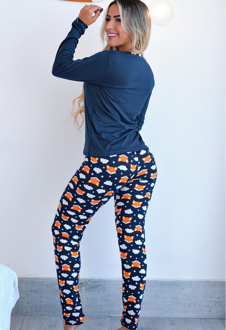 Pijama-Longo-em-Suede-Estampado-Azul-Marinho-com-Raposa-G08-19